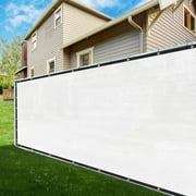 ShadeMart 4' x 50' White Fence Privacy Screen Windscreen Cover Shade Fabric Cloth, 90% Visibility Blockage, with Grommets, Heavy Duty Commercial Grade, Zip Ties Included - (We Make Custom Size)